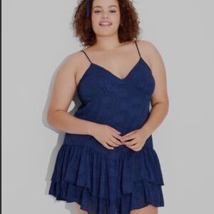 Wild Fable Deep Blue Ruffle Chemise